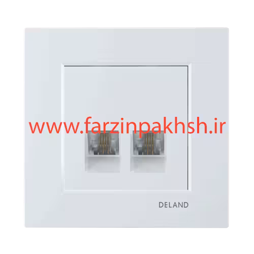 پریز تلفن دو سوکت (چهار خط) توکار دلند مدل آسا