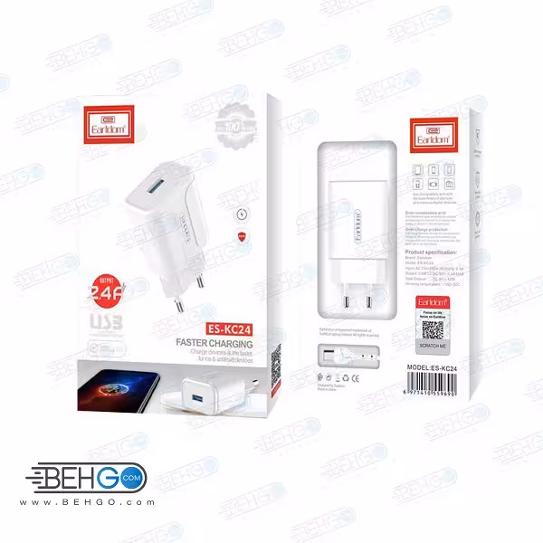 شارژر دیواری ارلدام مدل ES-KC24 به همراه کابل MicroUSB