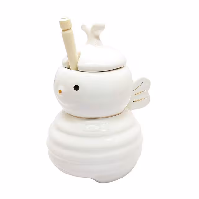 ظرف عسل خوری سرامیک طرح زنبور کد 3117