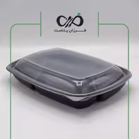 ظرف یکبار مصرف پلی پرو مدل سه خانه 1500 سی سی طب پلاستیک مشکی (150 عددی)