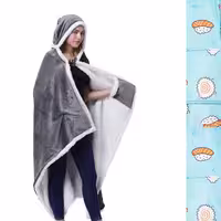 پتو مسافرتی مدل تن پوش طرح Sushi سایز 120×170 سانتی متر