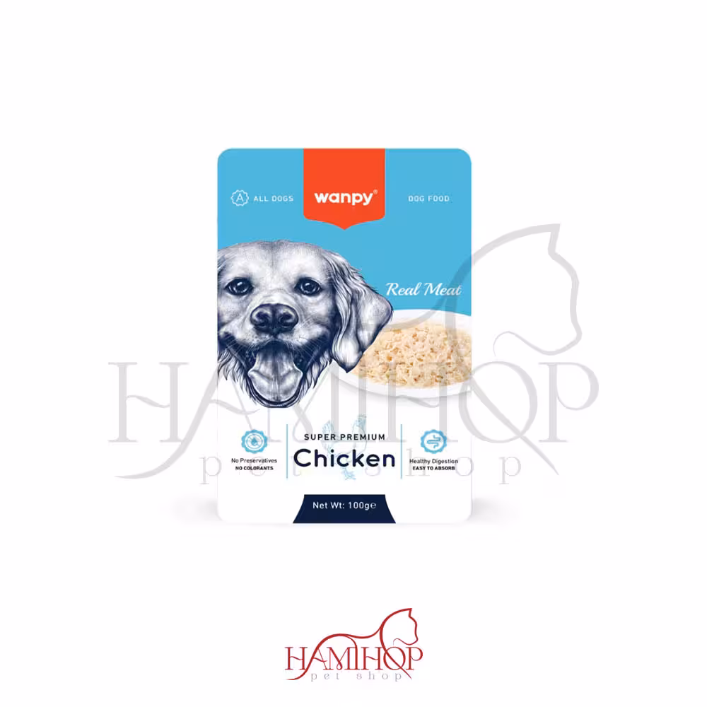 پوچ سوپر پریمیوم سگ ونپی با طعم مرغ وزن 100گرم Wanpy Super Premium Dog Pouch with Chicken