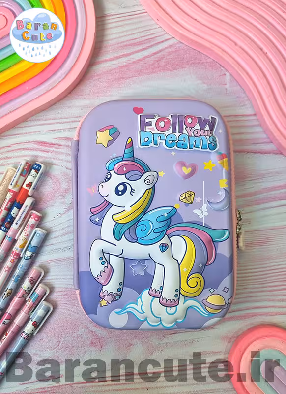 جامدادی کتابی برجسته طرح یونیکورن 9