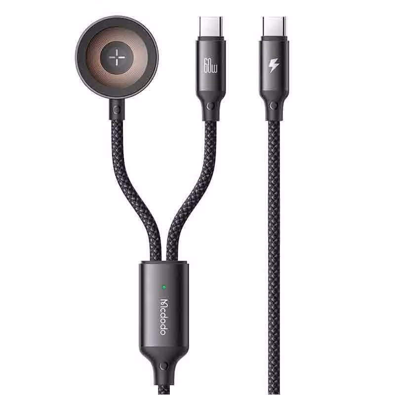 کابل دو سر مغناطیسی ساعت هوشمند و تایپ سی مک دودو مدل CA-220 به طول 120 سانتی متر