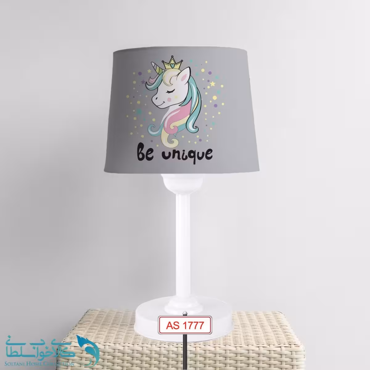 آباژور اتاق کودک طرح تک شاخ طوسی کد A1777