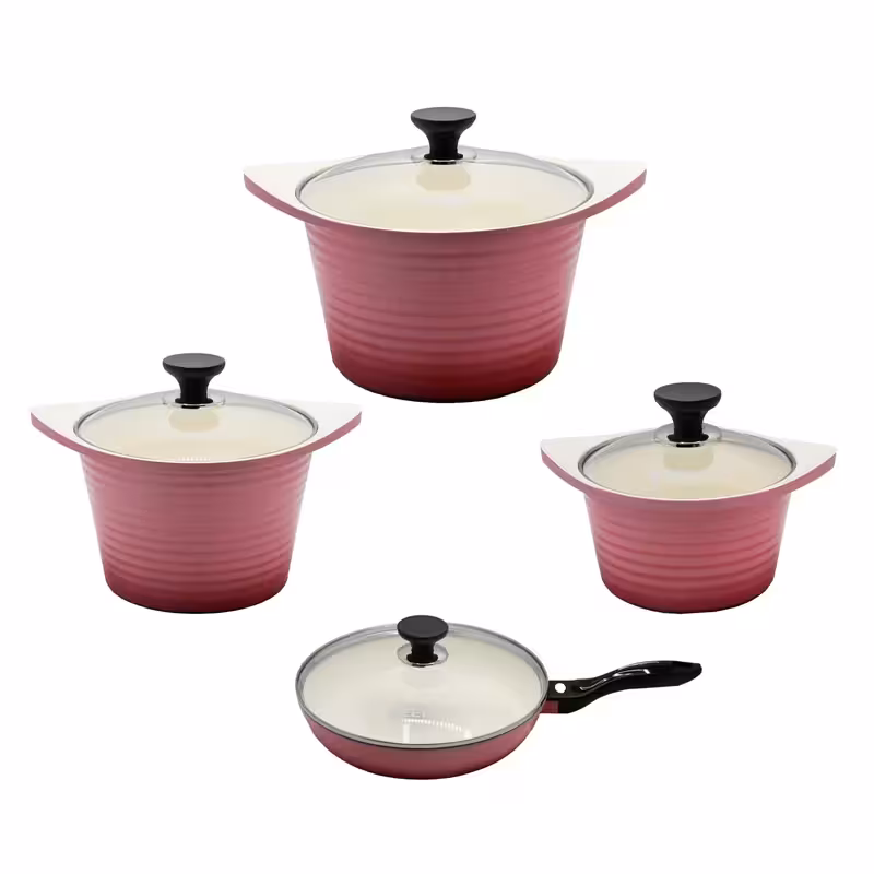 سرویس قابلمه کیپ 8 پارچه مدل 135 صورتی