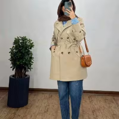 بارانی زنانه مدل شکیبا جنس کتان تی سی ضدآب درجه یک