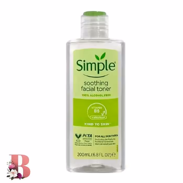 تونر پاک کننده صورت سیمپل مدل Kind To Skin حجم 200 میلی لیتر | soothing facial toner kind to skin simple 200 ml