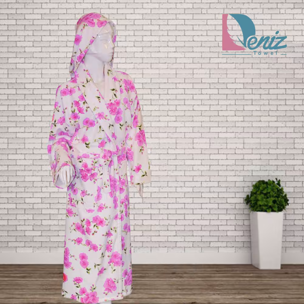 حوله تن پوش گلدار طرح سارا رنگ بنفش