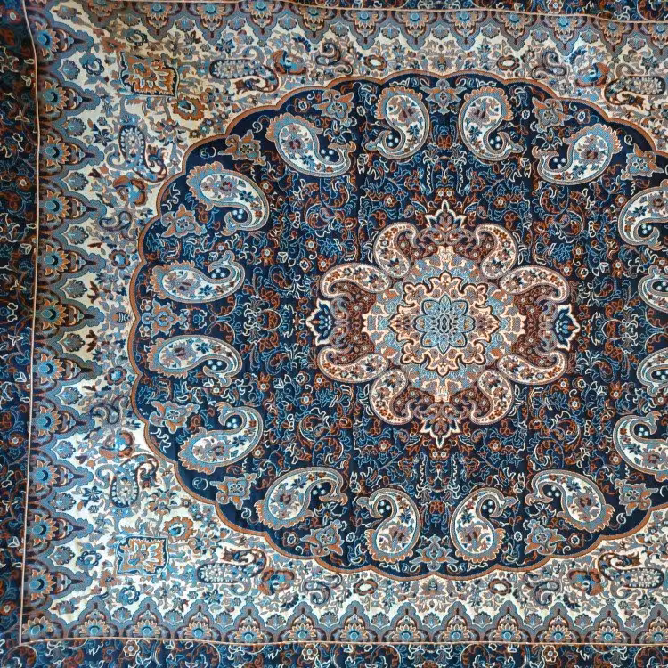 سرویس شاه نشین 7 تکه ترمه طرح نارنج رنگ سورمه ای 