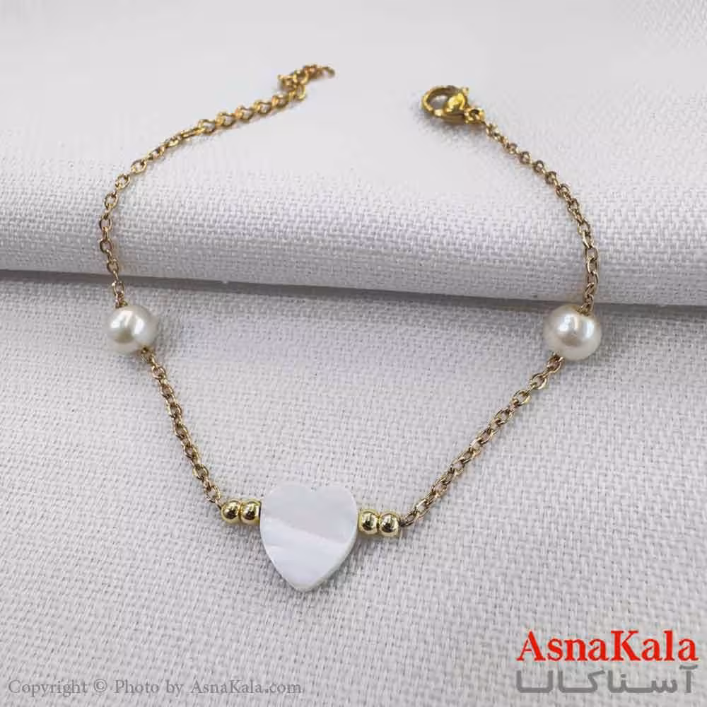 دستبند دخترانه مینیمال مدل قلب سفید کد DSB18759W