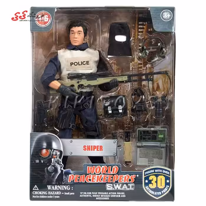 اکشن فیگور سرباز تک تیرانداز با تجهیزات نظامی 90196D برند ام اند سی WORLD PEACEKEEPERS WITH ACCESSORIES