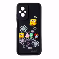 قاب Solid عروسکی طرح خانواده باب اسفنجی مناسب برای Xiaomi Poco M5-مشکی