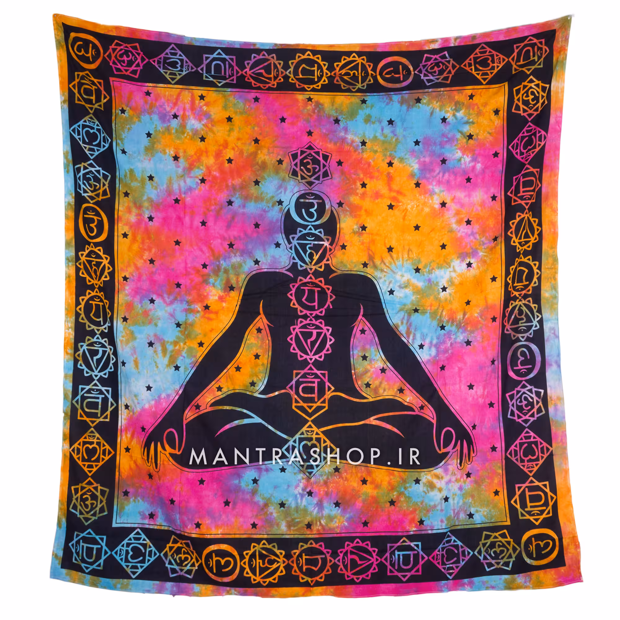 بکدراپ تپستری هندی طرح هفت چاکرا (روتختی دو نفره) کد 125