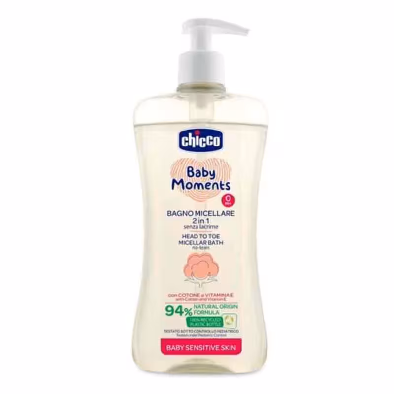 شامپو سر و بدن کودک چیکو MICELLARE BAGNO Chicco میسالر 2 در 1 حاوی ویتامین E و روغن پنبه 500 میل