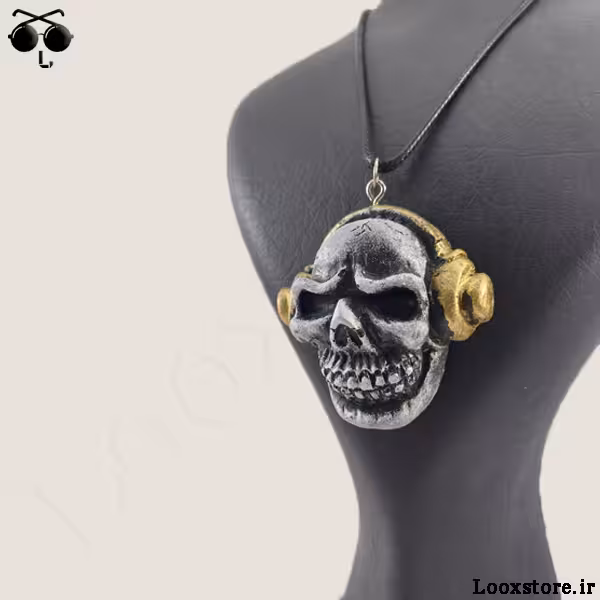 گردنبند جمجمه اسکلت با هدفون