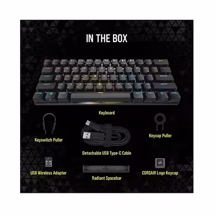 کیبورد بی سیم مخصوص بازی کورسیر مدل K70 PRO MINI RGB WIRELESS