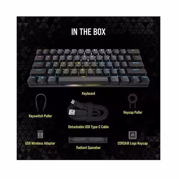 کیبورد بی سیم مخصوص بازی کورسیر مدل K70 PRO MINI RGB WIRELESS