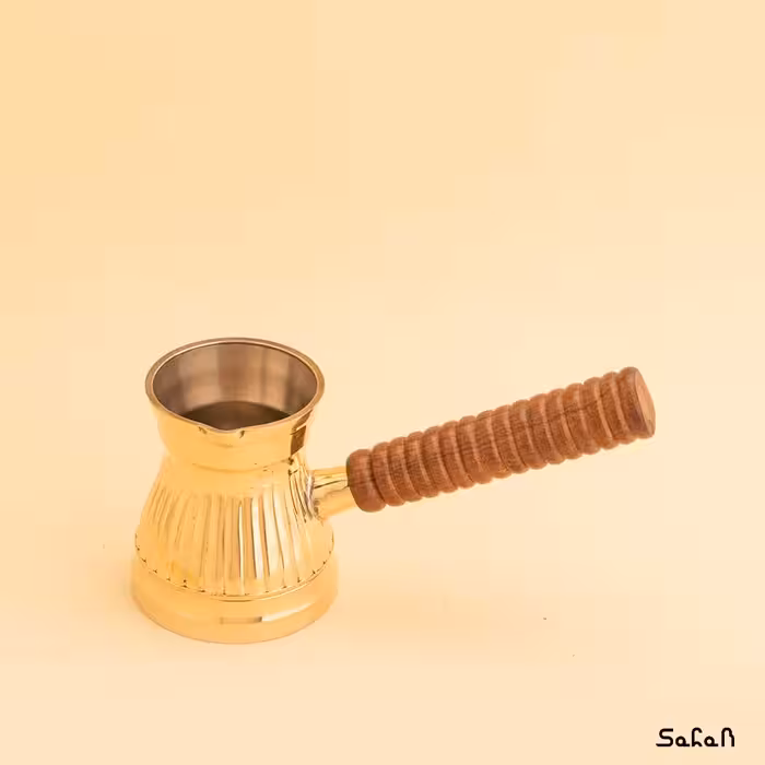 قهوه جوش برنجی طلایی بدون در مدل شیار سایز 2