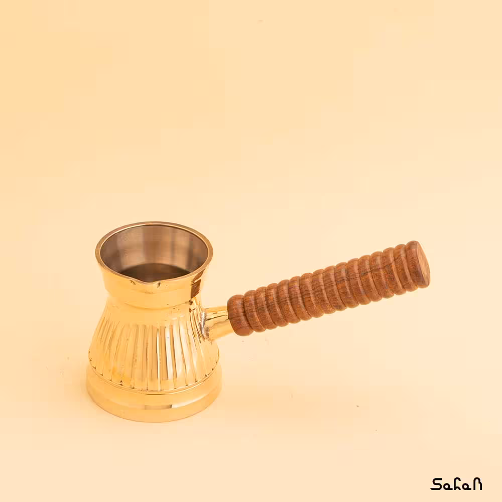 قهوه جوش برنجی طلایی بدون در مدل شیار سایز 2