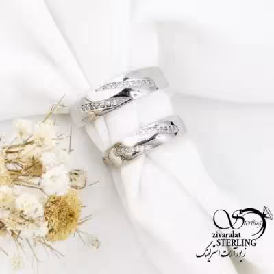 حلقه ست نقره موج دار با عیار925 کد 18135