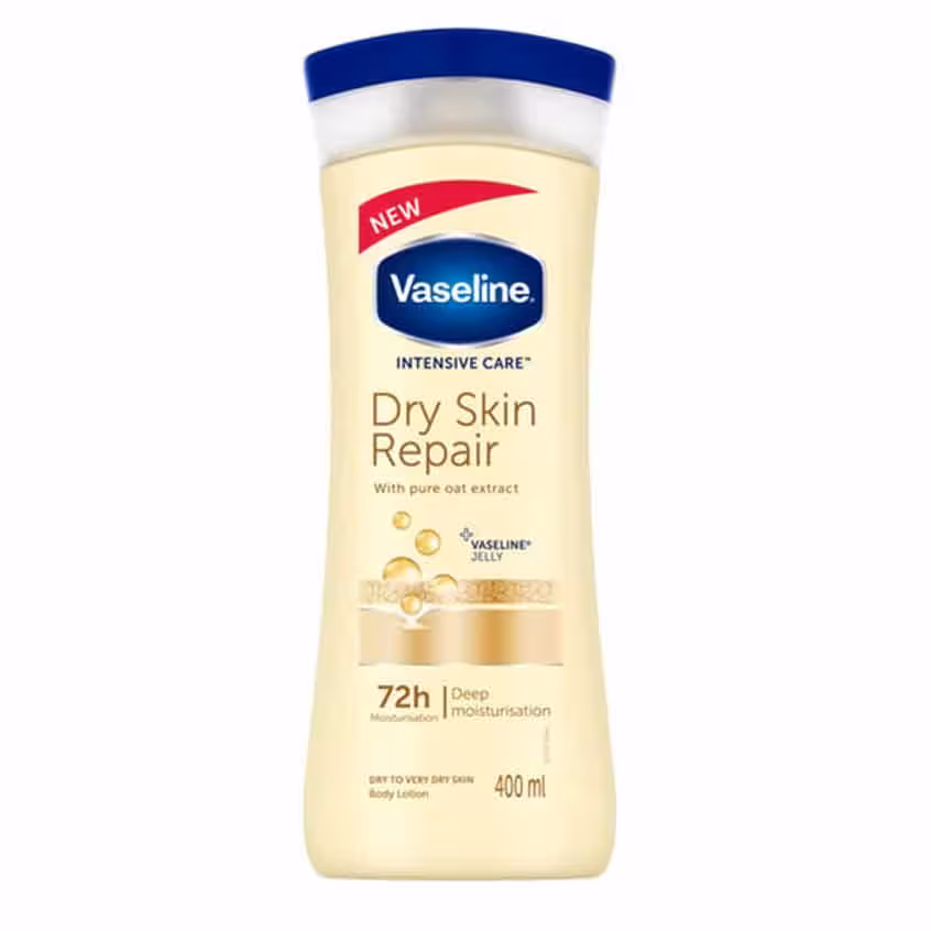 لوسیون تسکین دهنده پوست بدن وازلین مدلdry skin repair_ حجم 400 میلی لیتر