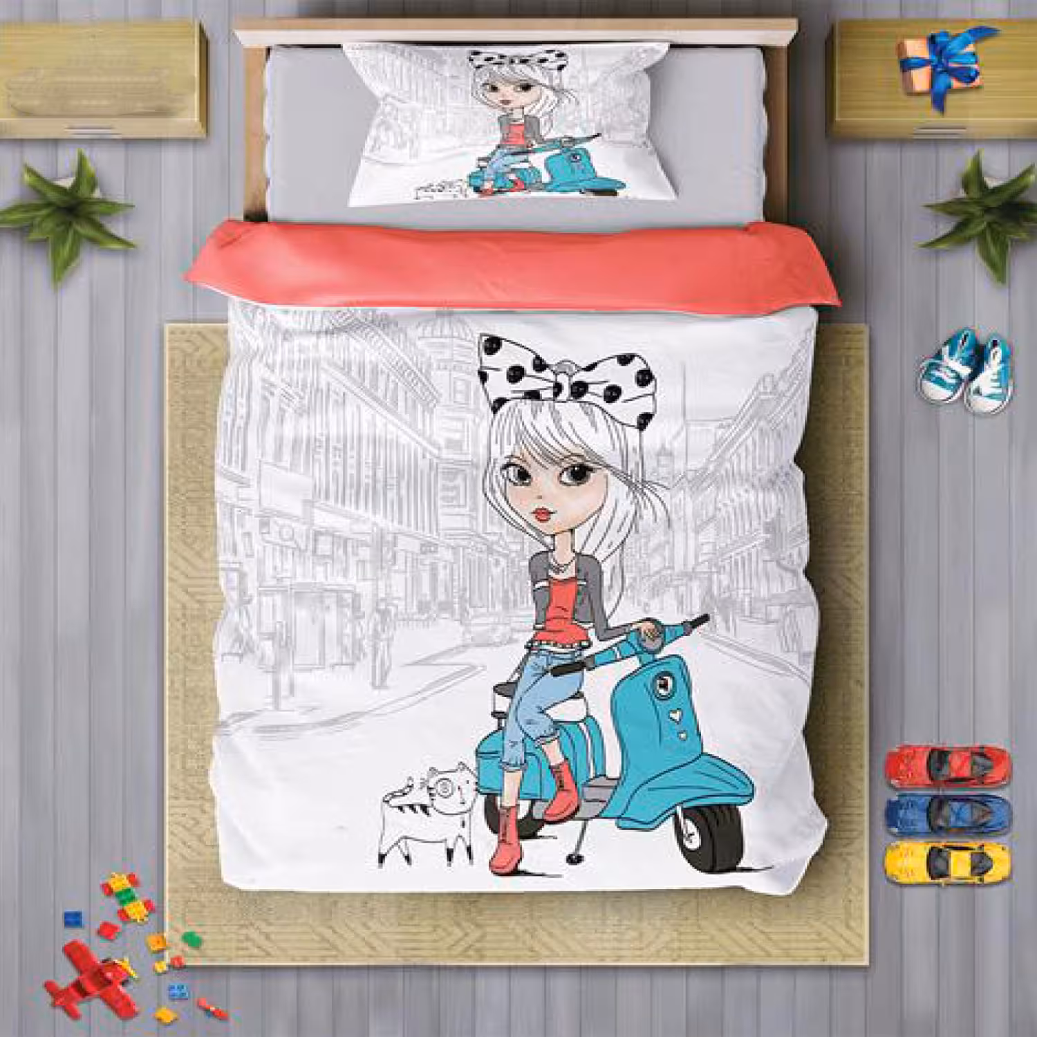 سرویس روتختی دخترانه چیداری مدل 7148 یک نفره چهار تکه