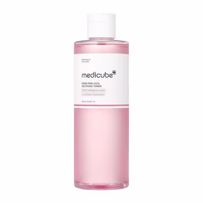 تونر صورتی تسکین دهنده و روشن کننده سیکا PDRN Pink Cica مدی کیوب Medicube حجم 250ml