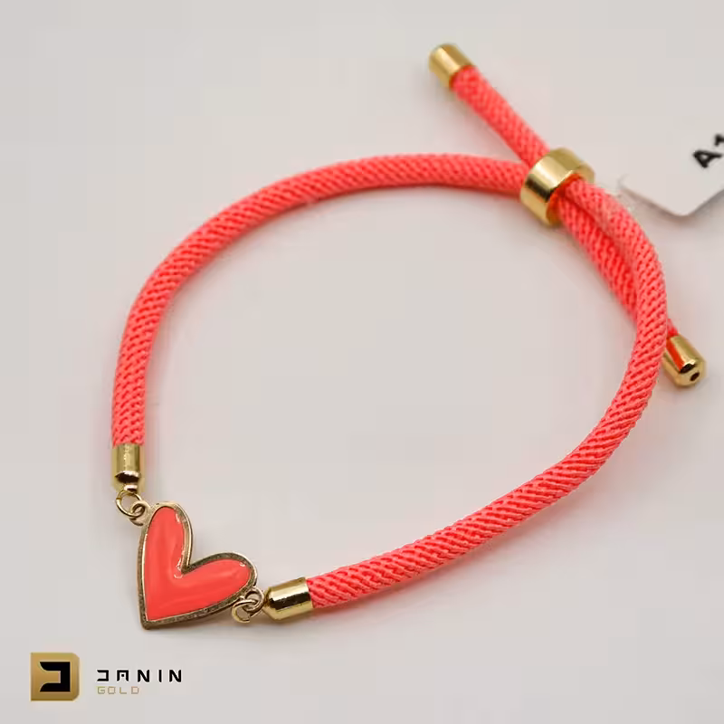 دستبند بافت طرح قلب رنگ قرمز