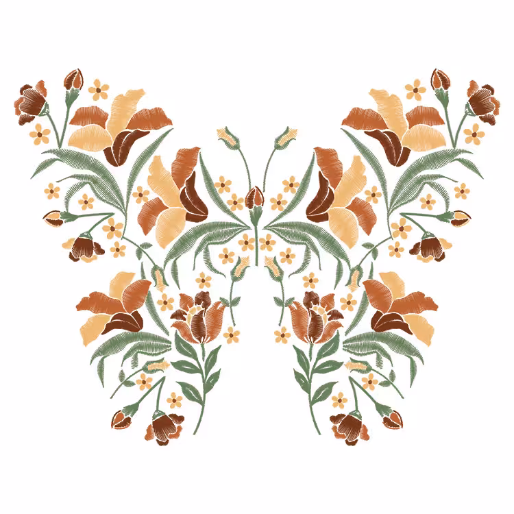 استیکر پارچه و لباس مدل دی تی اف طرح پروانه گل کد H20.36 مجموعه 3 عددی