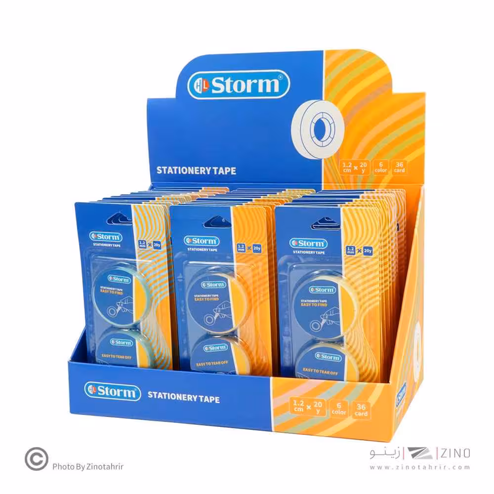 چسب نواری فانتزی رنگی1/2سانت 20یارد بسته2عددی استورم کدHL-102527