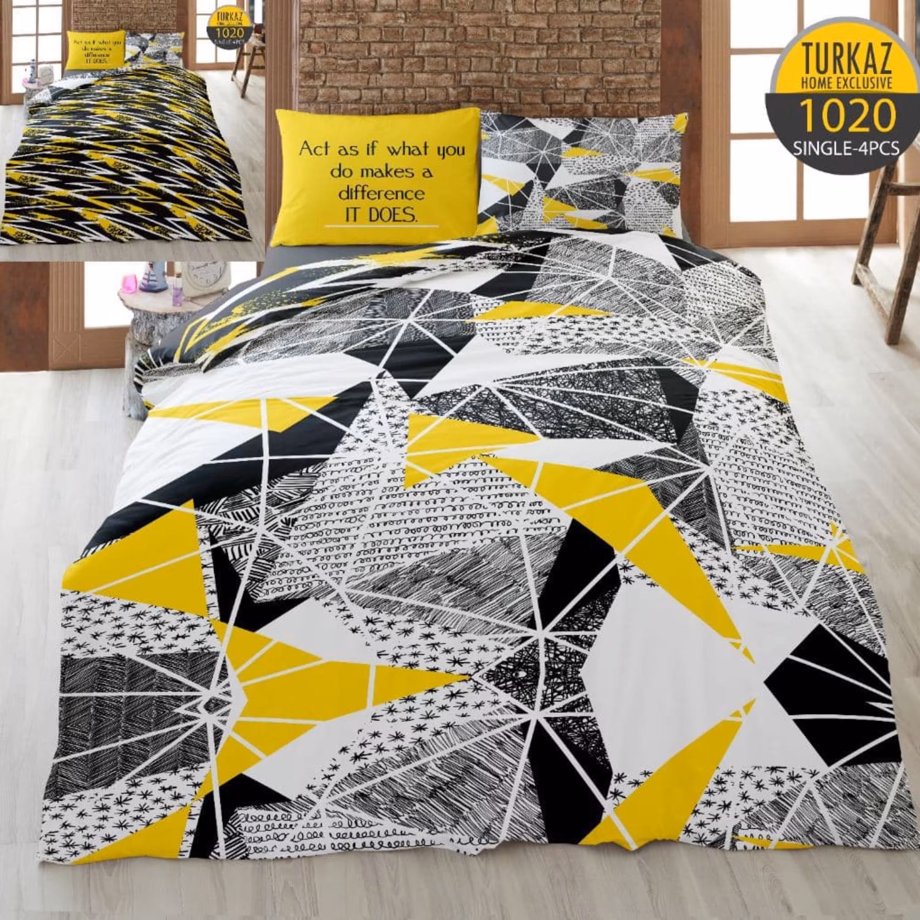 سرویس لحاف روتختی 1 نفره چاپی تنسل برند ترکاز(Turkaz) کد 1020