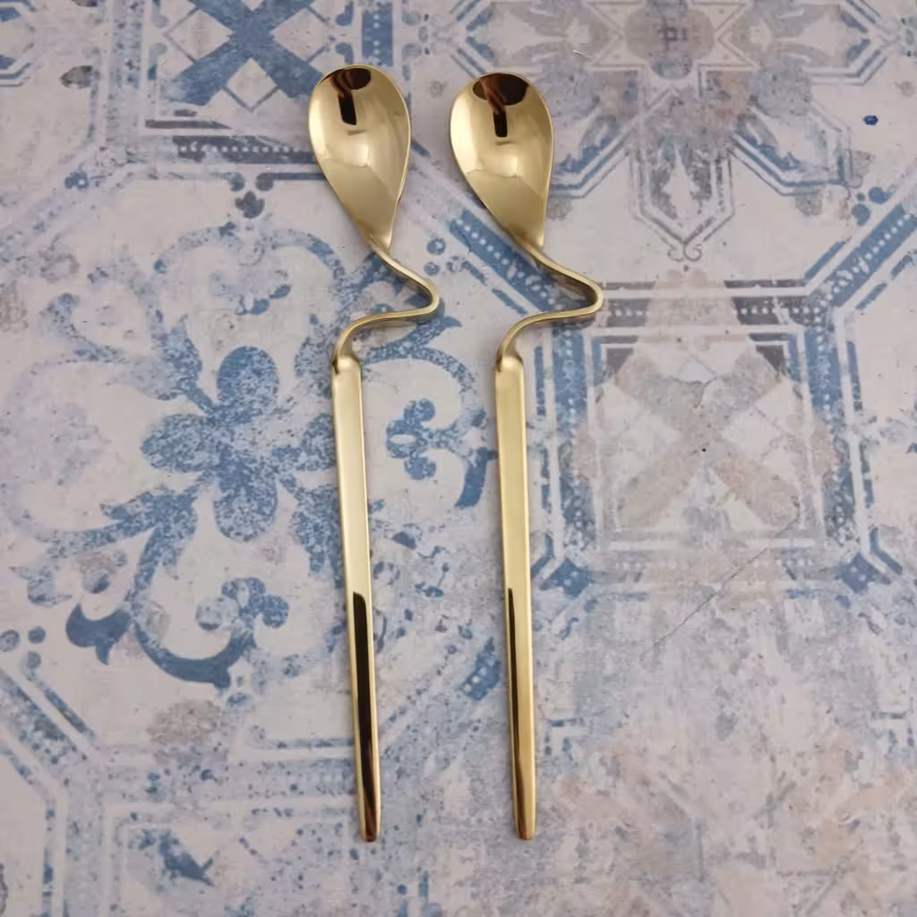 قاشق عسل خوری مدل هارمونی – طلایی بسته 2 عددی