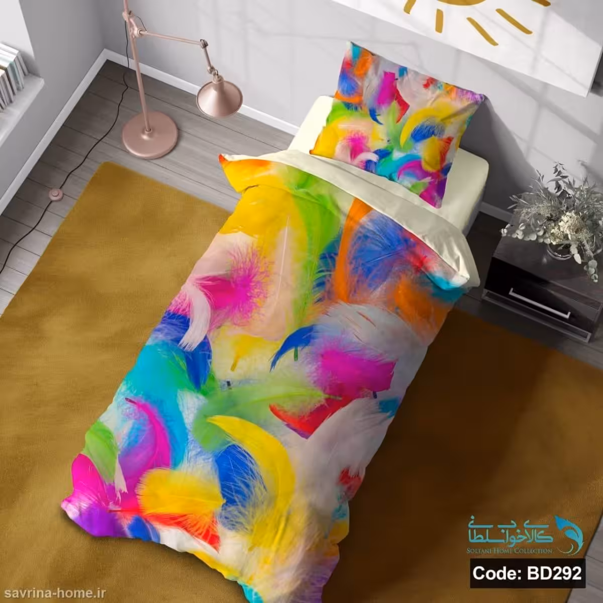 روتختی یک نفره سه بعدی طرح پر کد BD292 چهار تکه