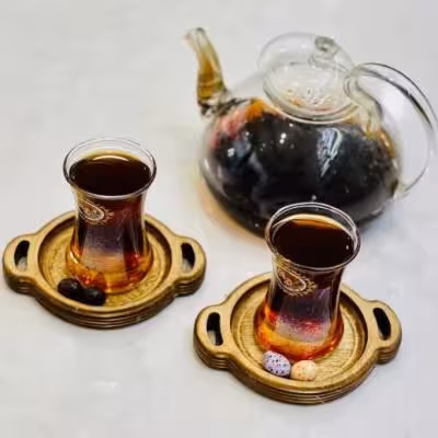 زیر لیوانی دو دسته گرد چوبی