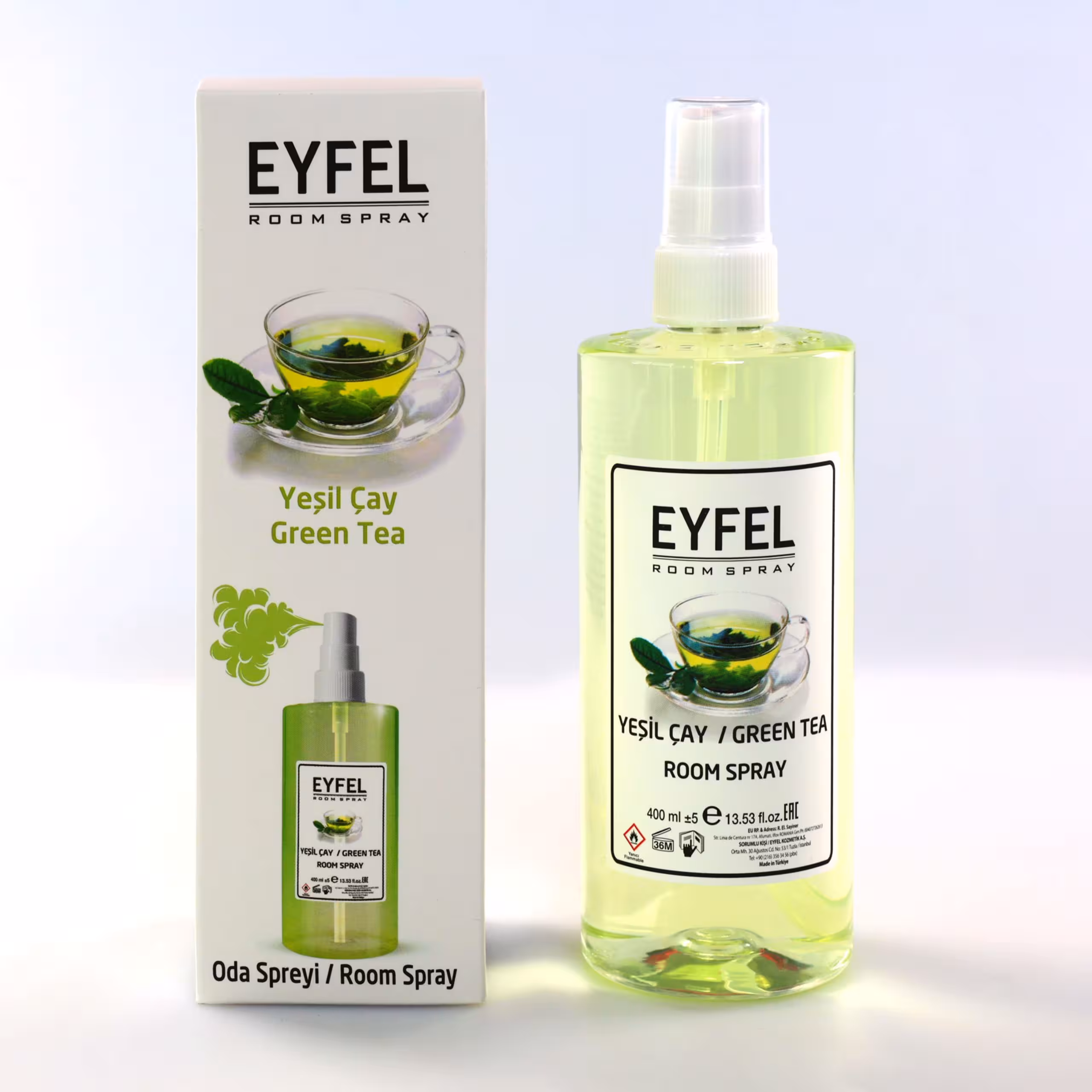 اسپری خوشبو کننده هوا ایفل اصل EYFEL مدل چای سبز green tea حجم 400 میل