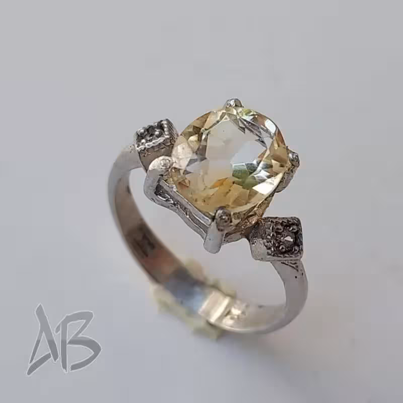 انگشتر نقره زنانه سیترین اصل بسیار زیبا آقابزرگ کد 554