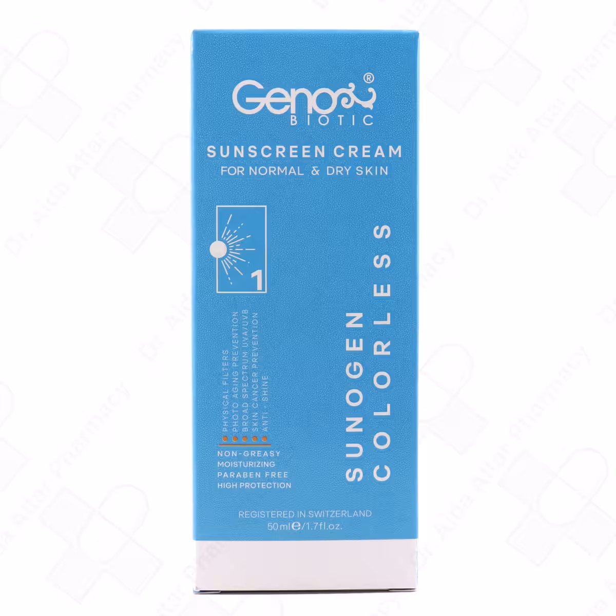 کرم ضد آفتاب پوست خشک ژنوبایوتیک SPF50 حجم 50 گرم
