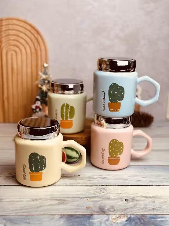 ماگ درب اینه ای طرح کاکتوس کد 7088