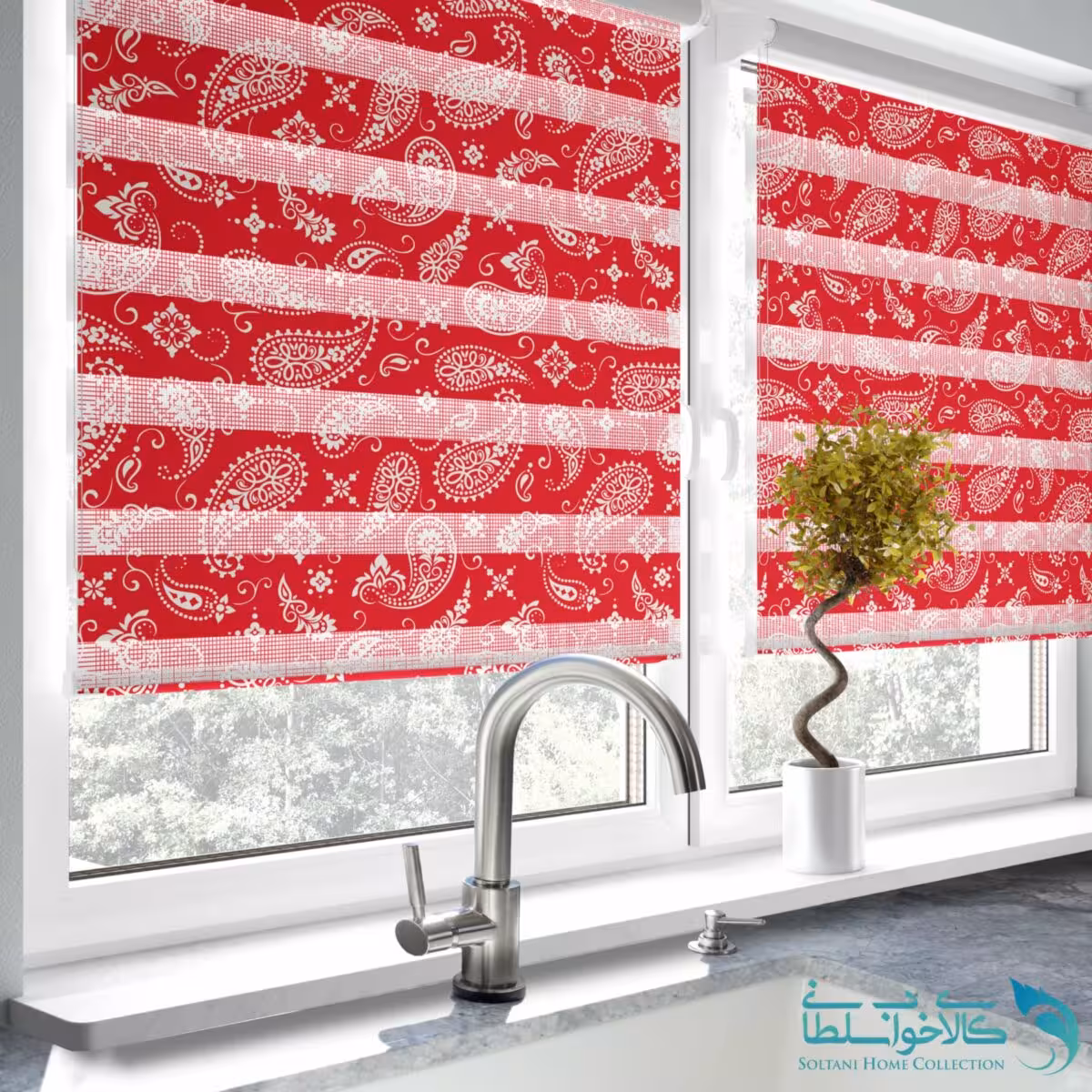 پرده زبرا طرح بته جقه آشپزخانه کد 1792