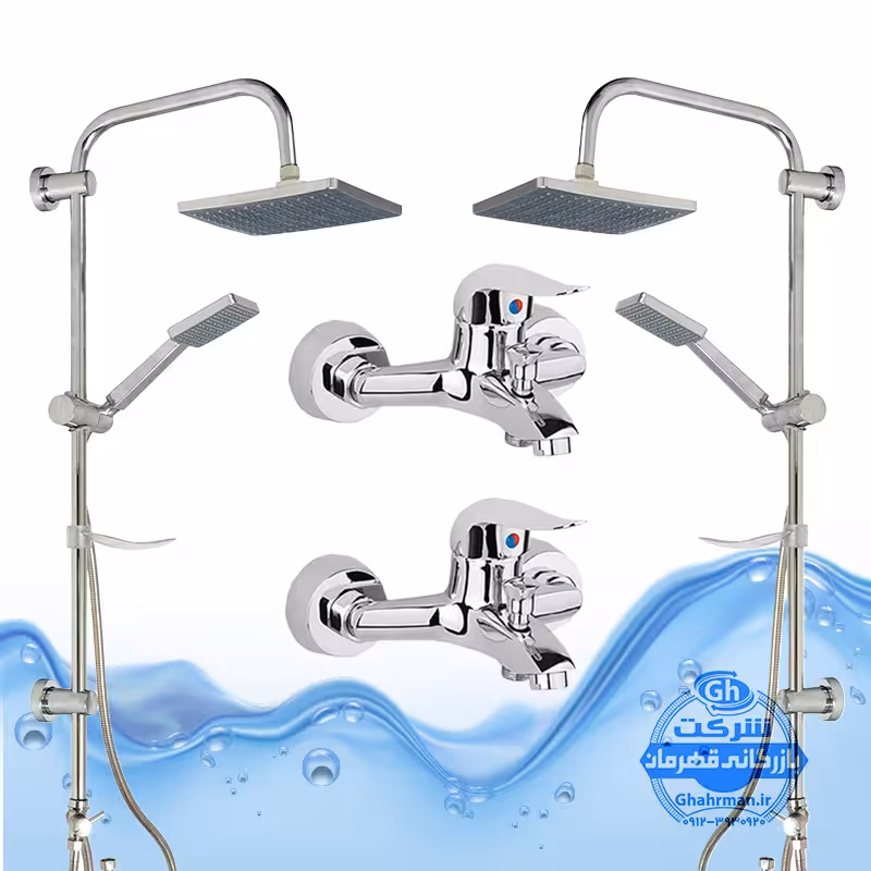 ست 4 عددی دوش حمام با علم یونیورست رسوب‌گیر اتومات شیرآلات برند آیدا صنعت مدل قهرمان | کروم براق
