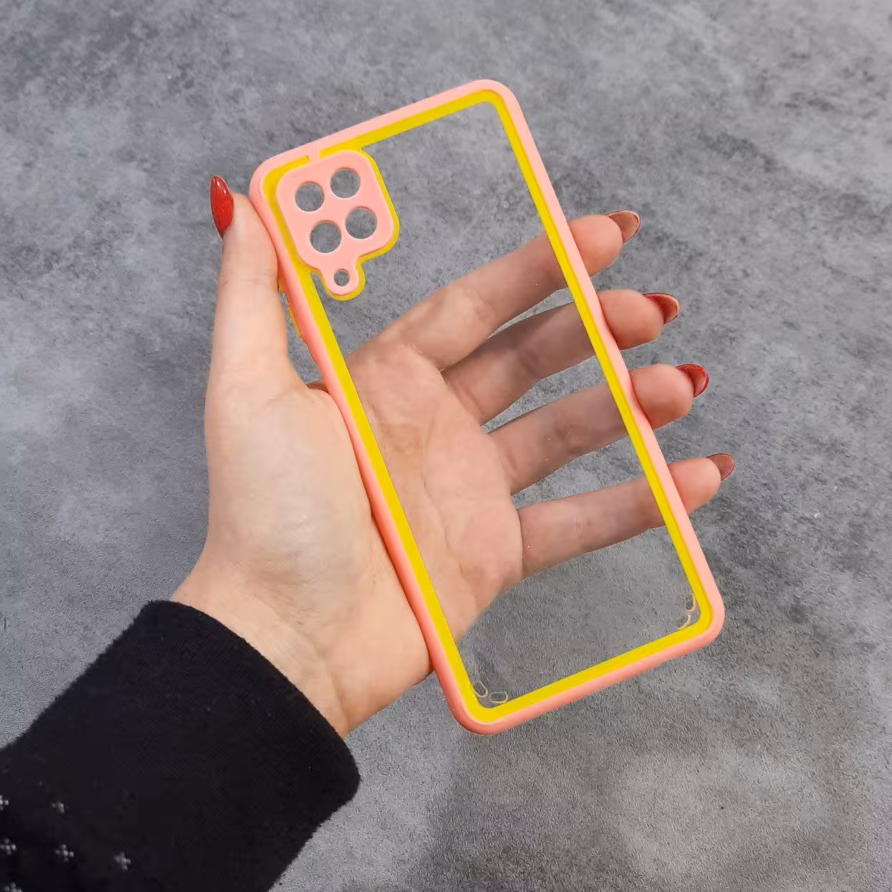 قاب گوشی سامسونگ Galaxy A12 پشت شفاف دور رنگی