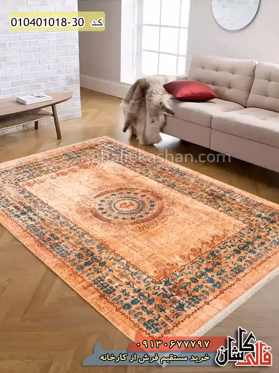 فرش وینتیج 1000 شانه طرح باستان کویر زمینه قهوه ای کاشان