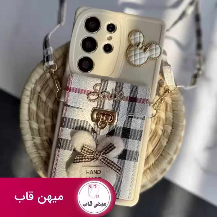 قاب موبایل سامسونگ میکی باربری جاکارتی دار   بندست بلند - کد (94718)