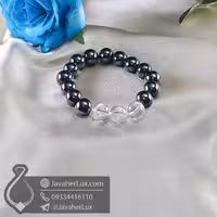دستبند سنگ حدید صینی و دُر _ کد : 400668