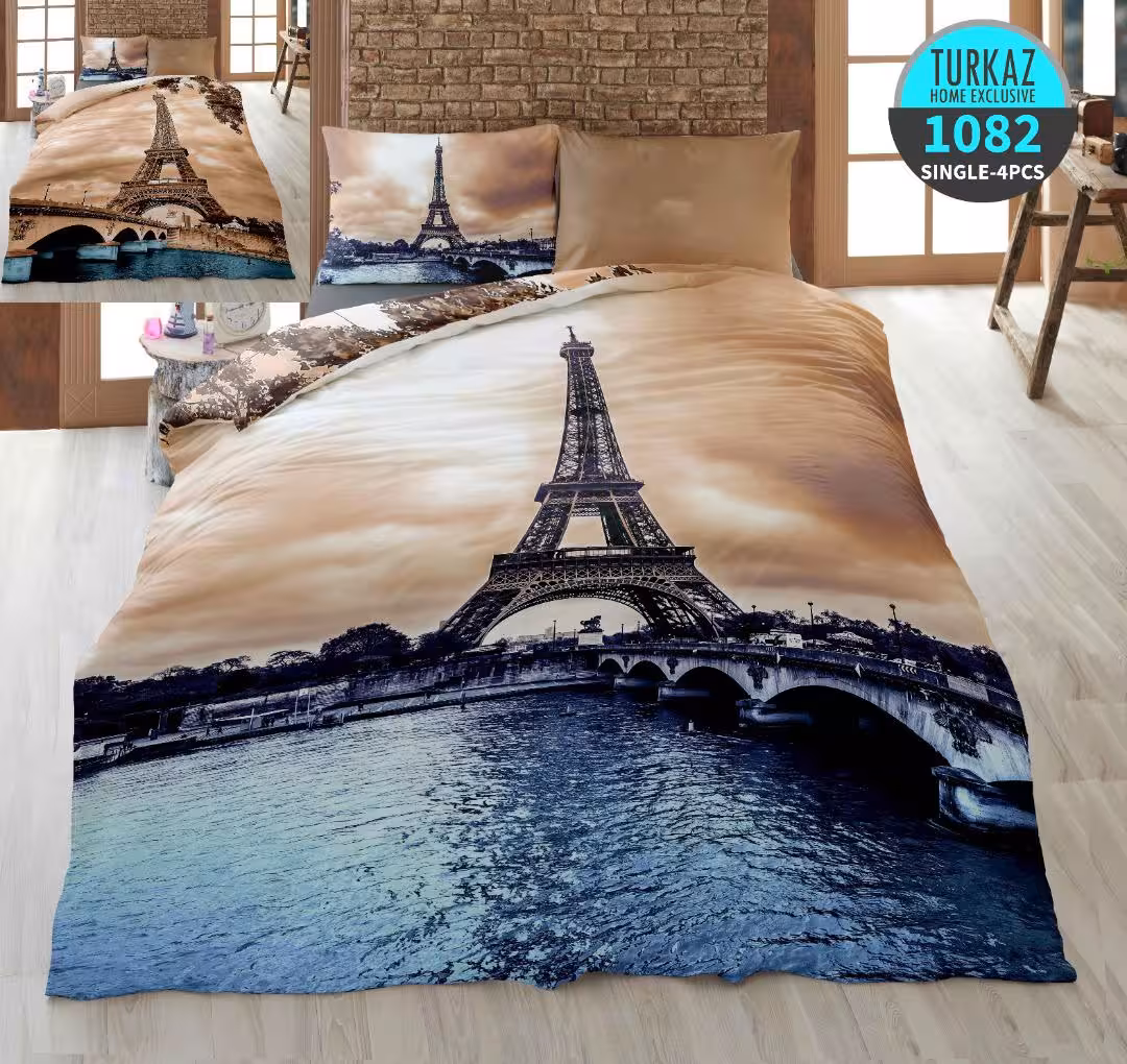 سرویس لحاف روتختی 1 نفره چاپی تنسل برند ترکاز(Turkaz) کد 1082