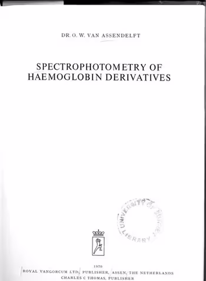 خرید و دانلود نسخه کامل کتاب Spectrophotometry of Haemoglobin Derivatives