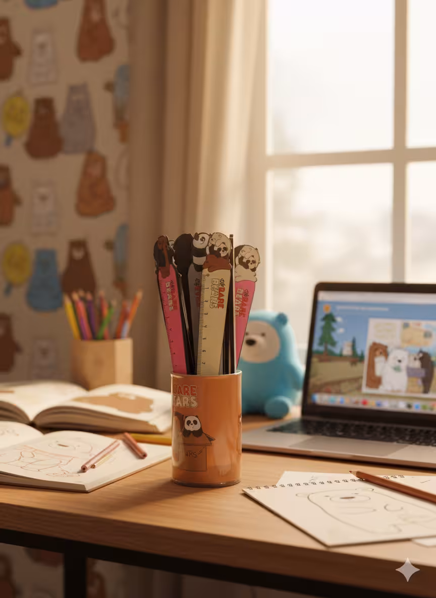 خط کش چوبی طرح خرس کله فندقی 15 سانتی