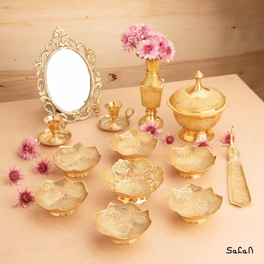 ست هفت سین برنجی طلایی کد 247