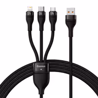 کابل لایتنینگ – تایپ سی و micro-USB بیسوس مدل Flash Series II 66W طول 12 متر
